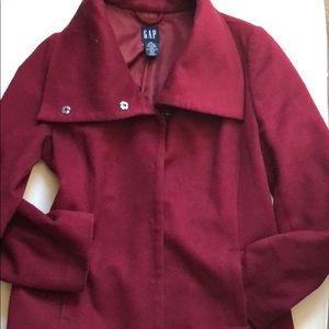 Gap deep red wool blend coat